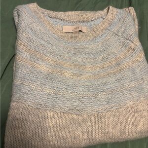 LOFT Soft Blue and Grey Knit Sweater